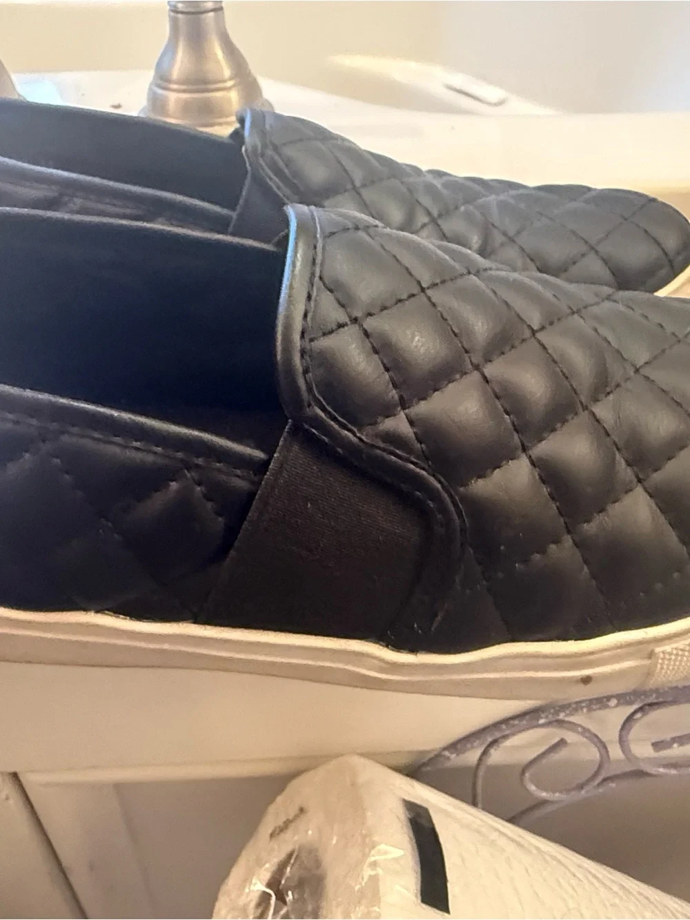 Steve Madden Black Quilted Kids Slip-On Loafers